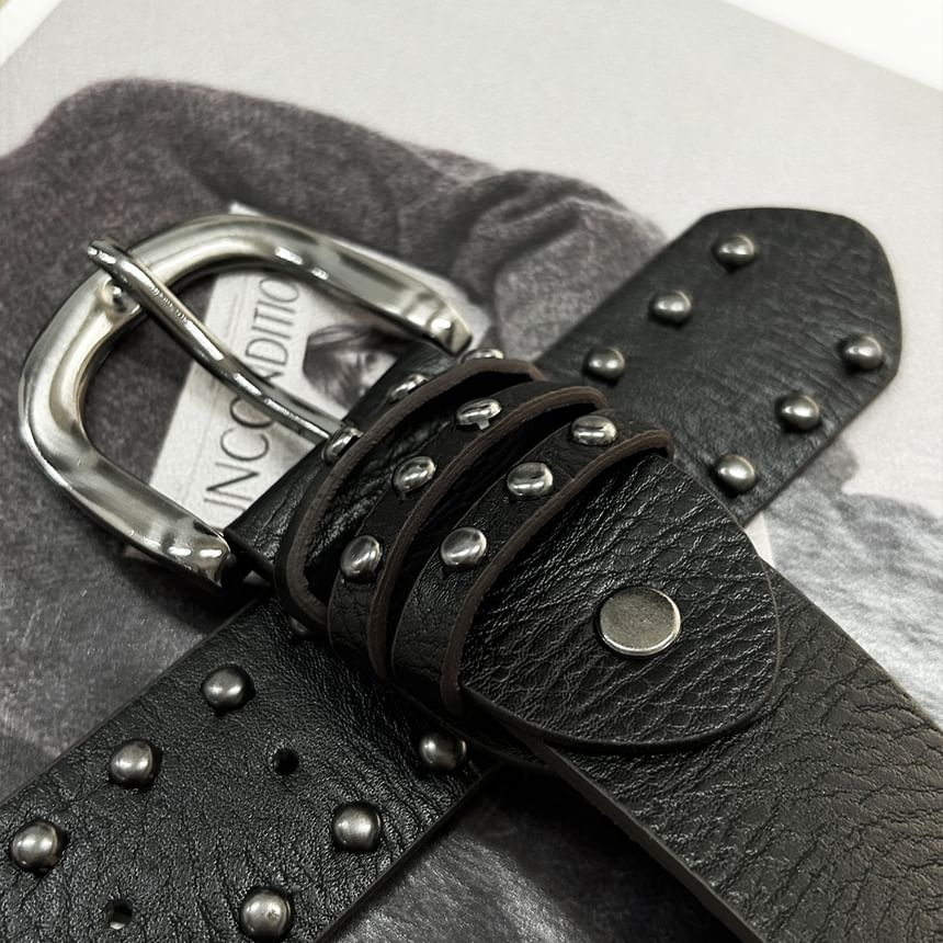 Studded Faux Leather Belt