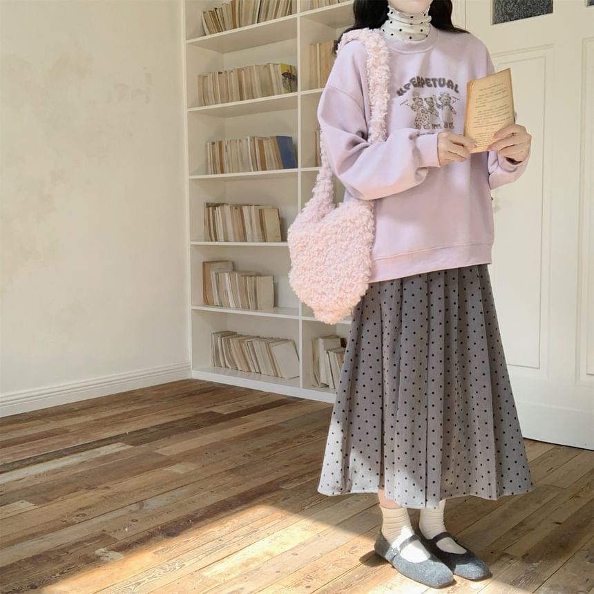 High Rise Dotted Midi A-Line Skirt
