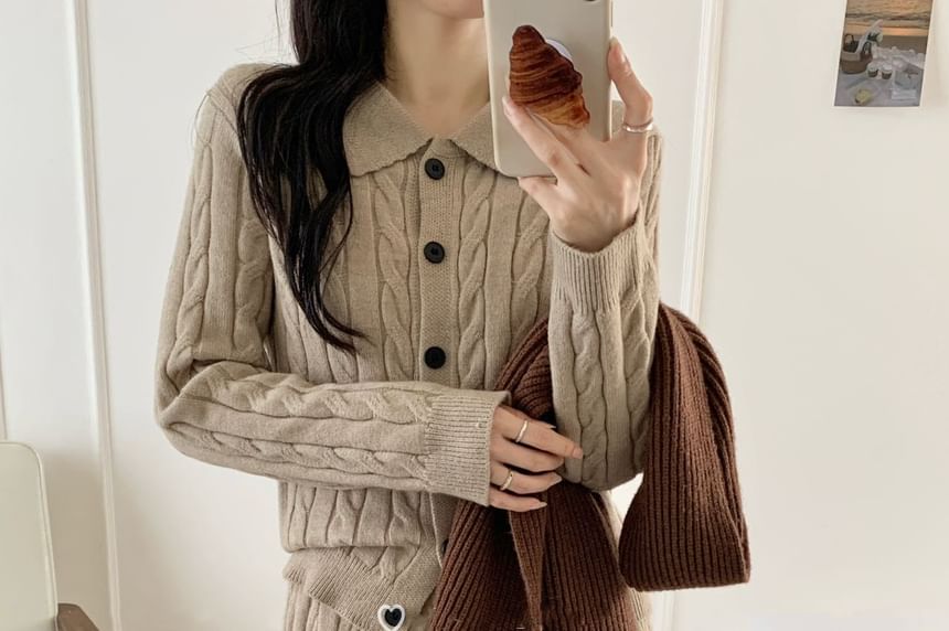 Button-Up Cardigan & Mini A-Line Skirt Set