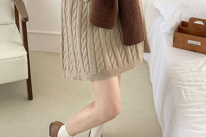 Button-Up Cardigan & Mini A-Line Skirt Set