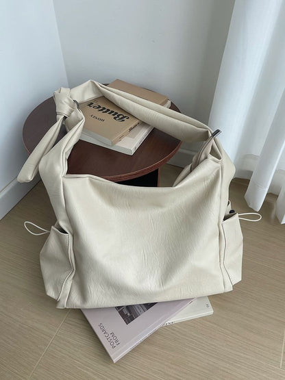 Faux Leather Plain Shoulder Bag