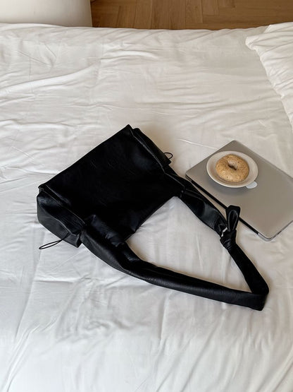 Faux Leather Plain Shoulder Bag