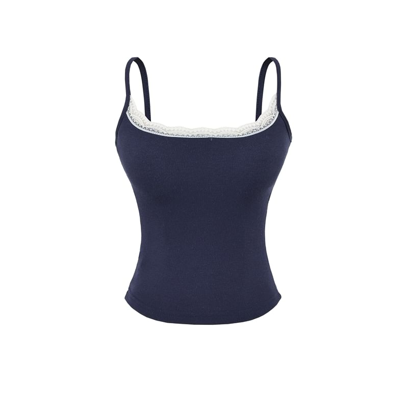Spaghetti Strap Scoop Neck Lace Camisole