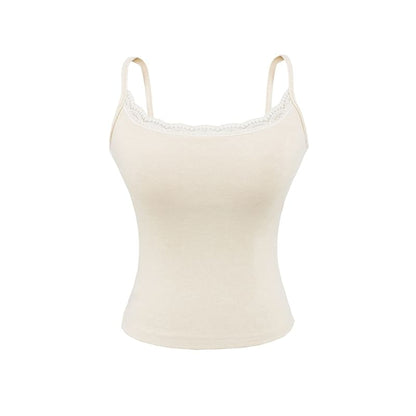 Spaghetti Strap Scoop Neck Lace Camisole