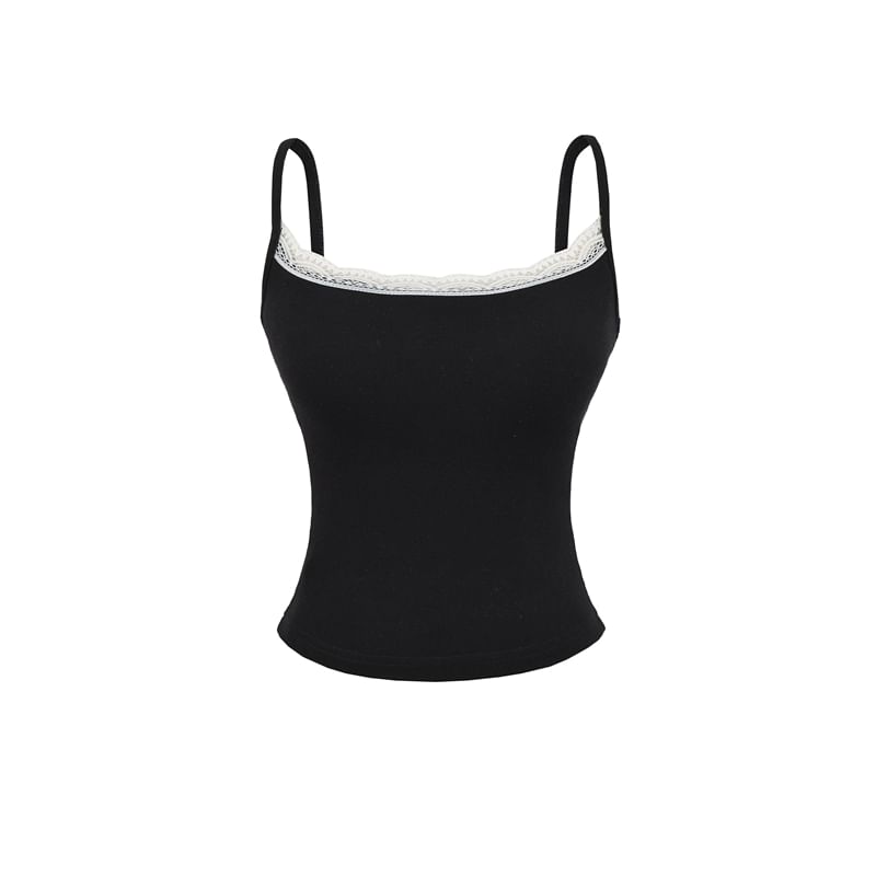 Spaghetti Strap Scoop Neck Lace Camisole