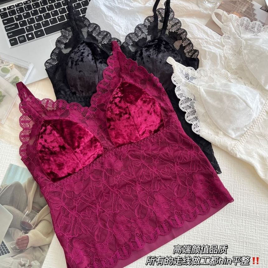 V-Neck Lace Bra Top