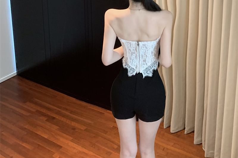 Strapless Lace Corset & Crop Cardigan Set
