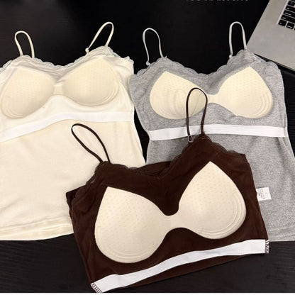 Plain Lace Trim Bra Top