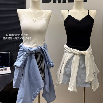Plain Lace Trim Bra Top