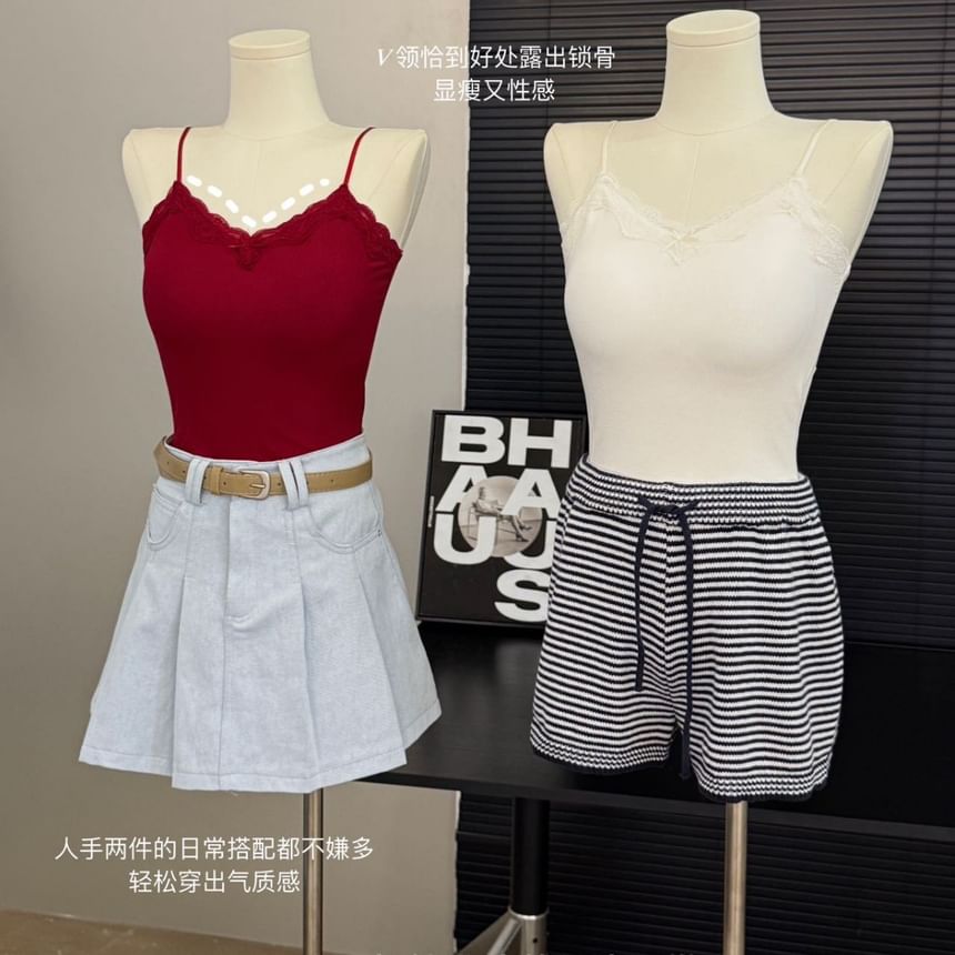 Plain Lace Trim Bra Top