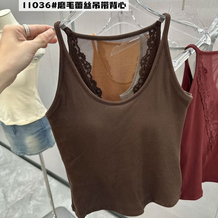 Plain Lace Trim Camisole Top