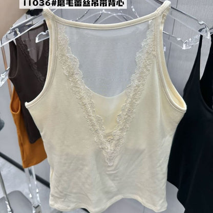 Plain Lace Trim Camisole Top