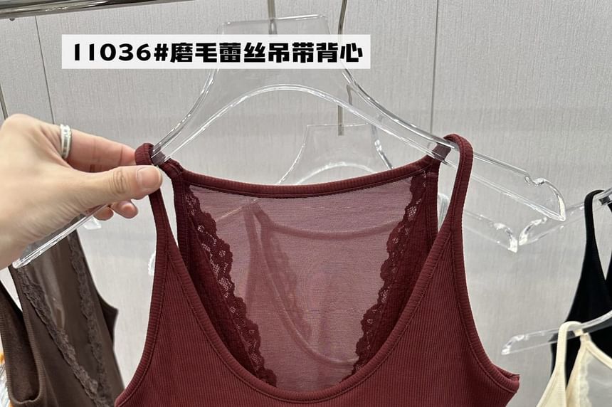 Plain Lace Trim Camisole Top