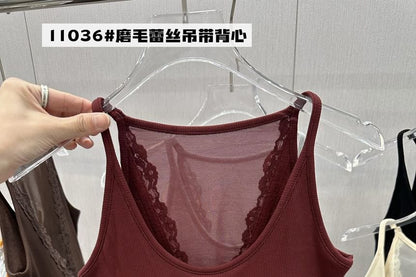 Plain Lace Trim Camisole Top