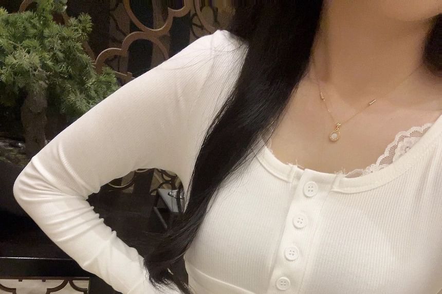 Scoop Neck Lace Panel Tie Waist T-Shirt