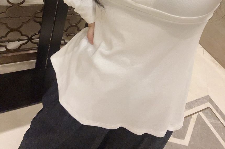 Scoop Neck Lace Panel Tie Waist T-Shirt