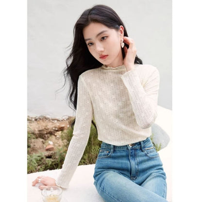Mock Neck Lace Tee