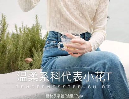 Mock Neck Lace Tee