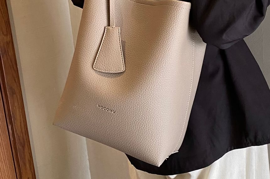 Set: Faux Leather Bucket Bag + Shoulder Bag