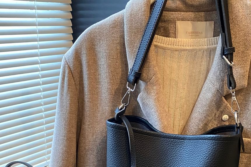 Set: Faux Leather Bucket Bag + Shoulder Bag
