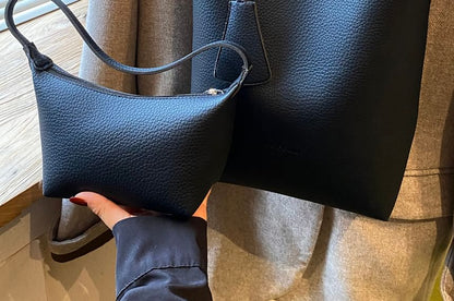 Set: Faux Leather Bucket Bag + Shoulder Bag
