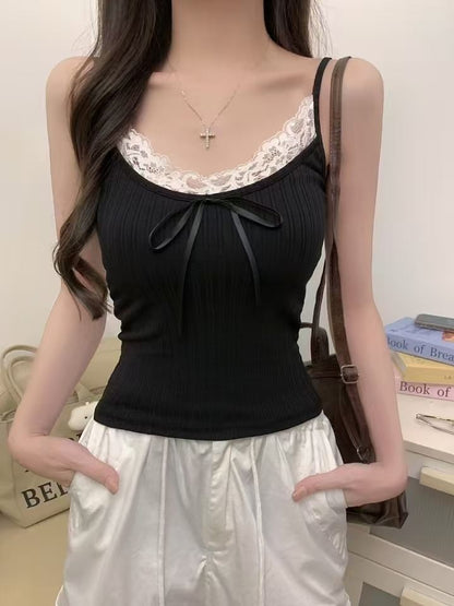 Lace Trim Crop Cami Top