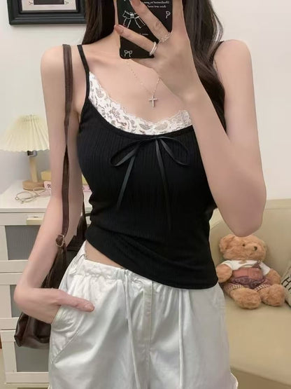 Lace Trim Crop Cami Top