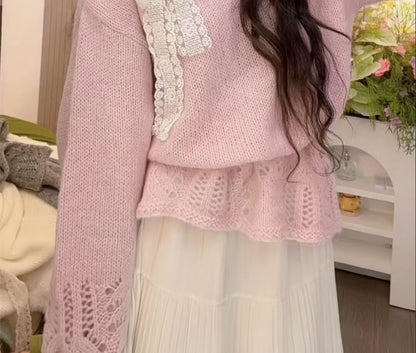 Cold Shoulder Lace Panel Sweater - Cozy Style