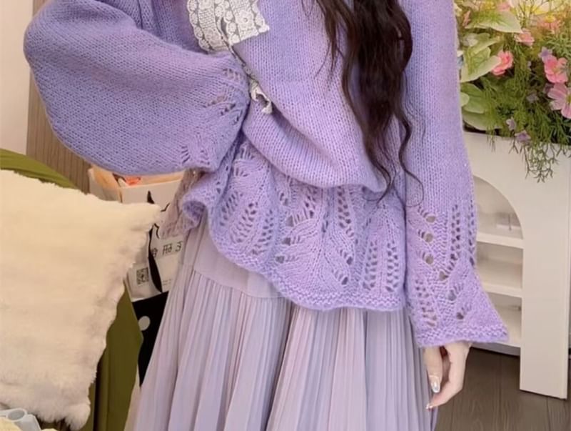 Cold Shoulder Lace Panel Sweater - Cozy Style