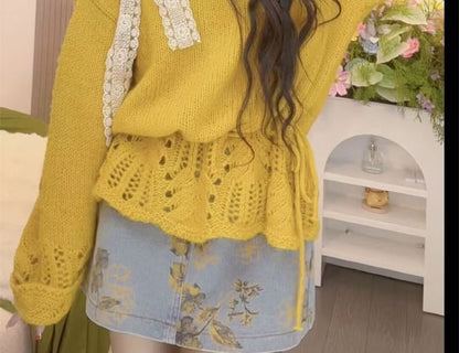 Cold Shoulder Lace Panel Sweater - Cozy Style