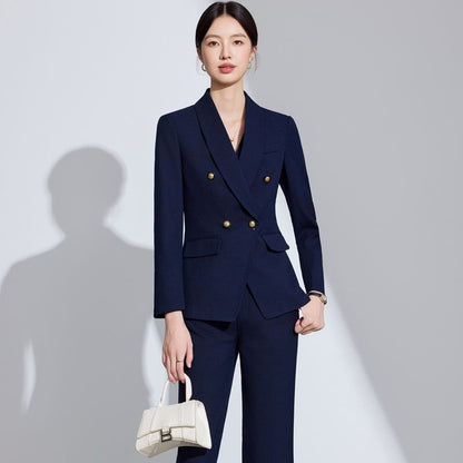 Double-Breasted Shawl Collar Blazer & Vest & Mini Skirt & Flared Pants Set