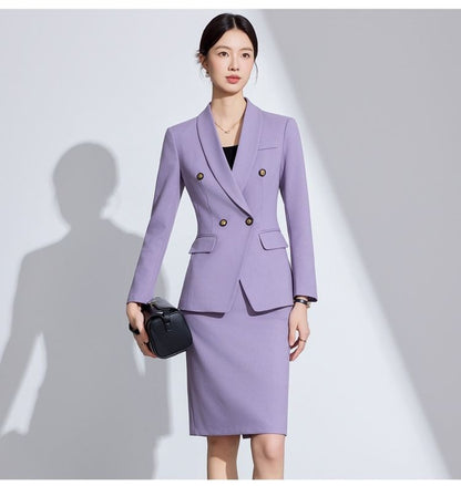 Double-Breasted Shawl Collar Blazer & Vest & Mini Skirt & Flared Pants Set