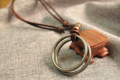 Genuine Leather Double Hoop Necklace