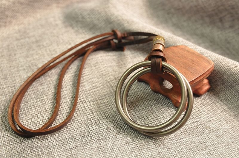 Genuine Leather Double Hoop Necklace