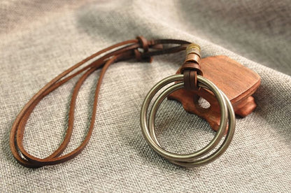 Genuine Leather Double Hoop Necklace