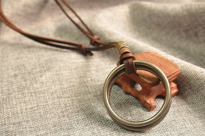 Genuine Leather Double Hoop Necklace
