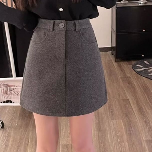 High Rise Solid Mini A-Line Skirt