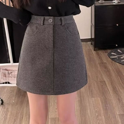 High Rise Solid Mini A-Line Skirt