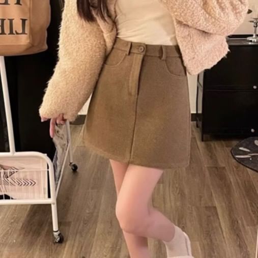 High Rise Solid Mini A-Line Skirt