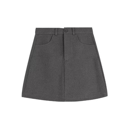 High Rise Solid Mini A-Line Skirt