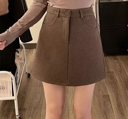 High Rise Solid Mini A-Line Skirt