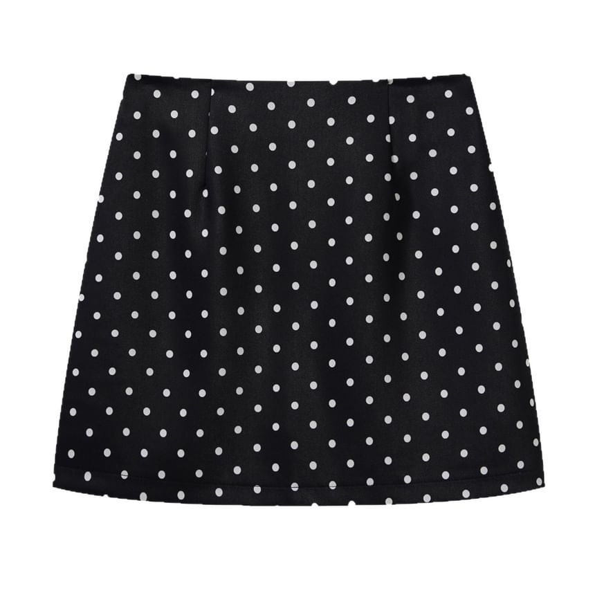 High Rise Polka Dot Mini A-Line Skirt