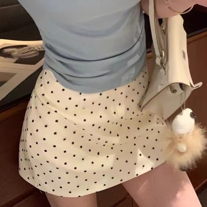 High Rise Polka Dot Mini A-Line Skirt
