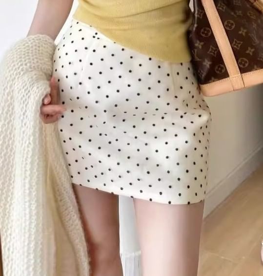 High Rise Polka Dot Mini A-Line Skirt