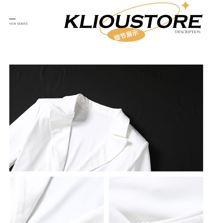 Extended Sleeve Lapel Collar V-Neck Solid Bodysuit + Mid Rise Mini Pencil Skirt Set