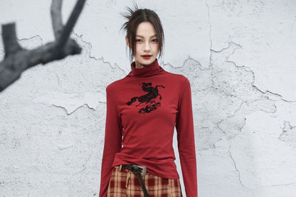 Plaid Asymmetrical Midi A-Line Skirt - High Waist