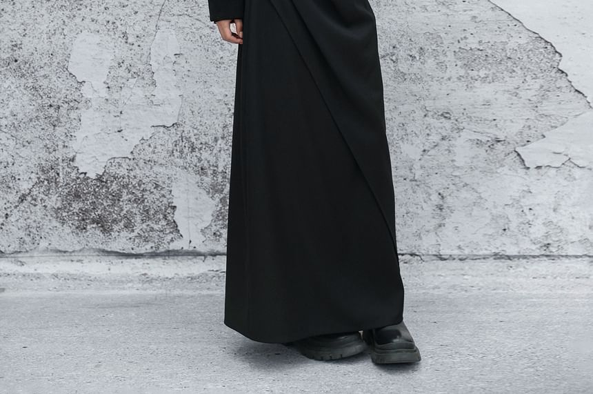 High Rise Wrap Skirt with Slit - Maxi