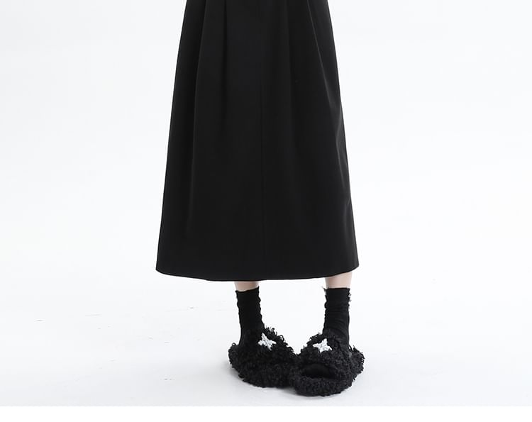 High Rise Solid Maxi A-Line Skirt