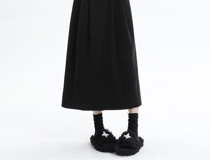 High Rise Solid Maxi A-Line Skirt