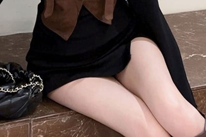 Two-Piece Long Sleeve Top & Mini Skirt Set